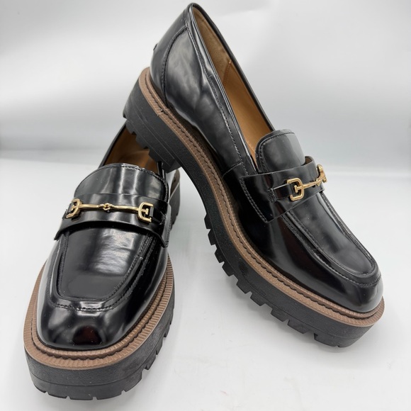 Sam Edelman Black Loafers with Gold Accent